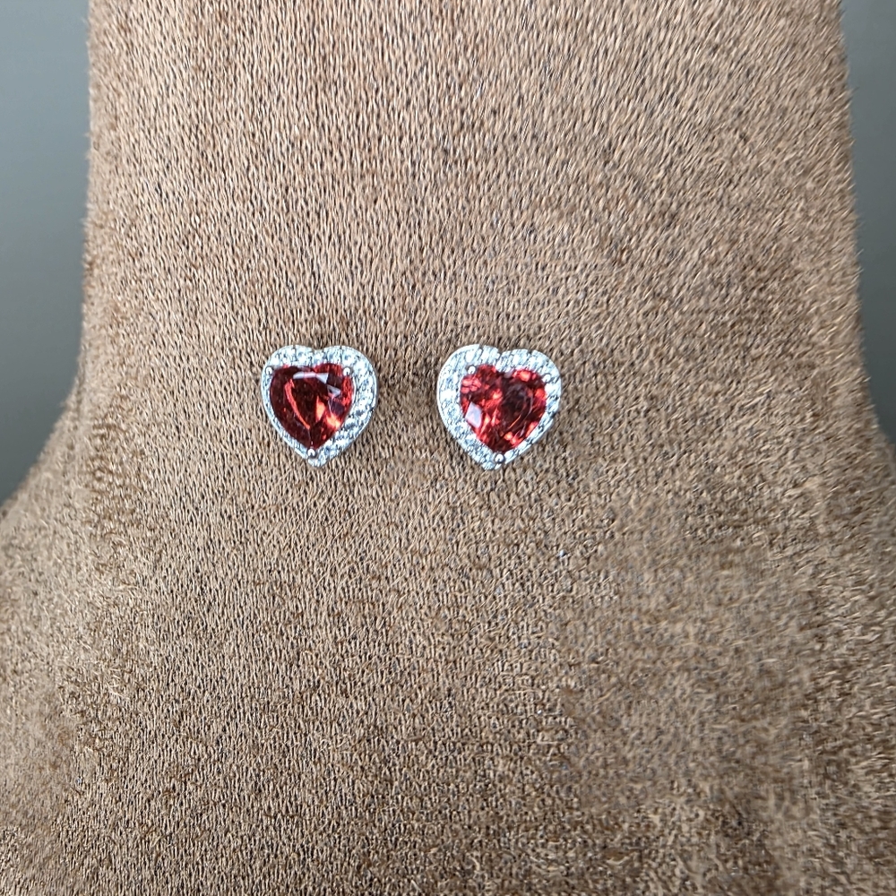 Heart-Shaped Red Earrings